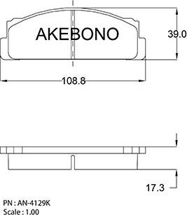 Akebono AN-4129KE - Stabdžių trinkelių rinkinys, diskinis stabdys autorebus.lt