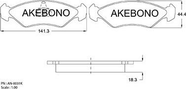 Akebono AN-8031KE - Stabdžių trinkelių rinkinys, diskinis stabdys autorebus.lt