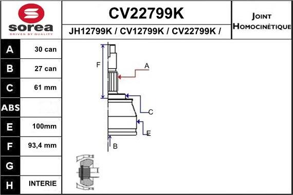 EAI CV22799K - Jungčių komplektas, kardaninis velenas autorebus.lt