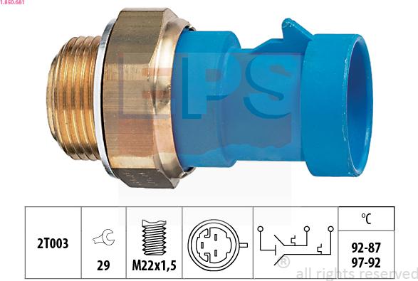 EPS 1.850.681 - Temperatūros jungiklis, radiatoriaus ventiliatorius autorebus.lt