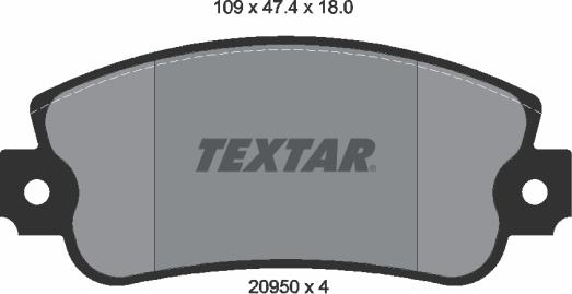 Textar 2095005 - Stabdžių trinkelių rinkinys, diskinis stabdys autorebus.lt