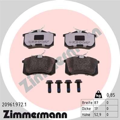 Zimmermann 20961.972.1 - Stabdžių trinkelių rinkinys, diskinis stabdys autorebus.lt